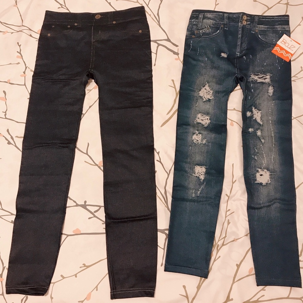 NWT!! Fleece-lined Denim Print Jeggings (Seamless)